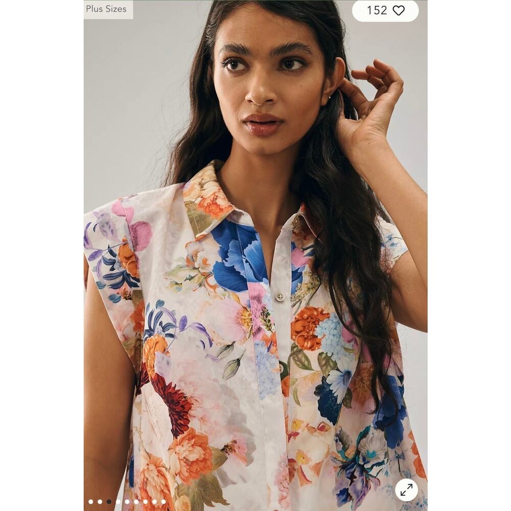 NWT❤️Anthro Maeve Floral High-Low Shirt Dress szM - Picture 5 of 11